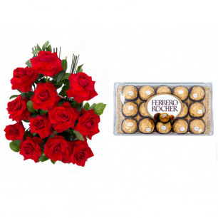 Arranjo de Flores Amor em rosas + Ferrero Rocher