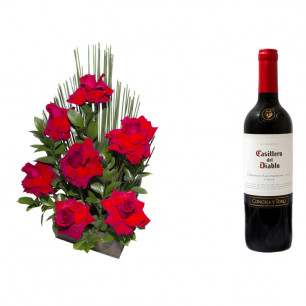 Arranjo de Flores Affetto di fiori vermelho + Vinho Casillero Del Diablo Reserva Cabernet Sauvignon